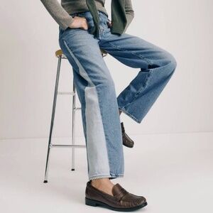 Levi's Premium Women Baggy Dad Pieced Straight Leg Mid Rise Jeans 32x30 Blue NWT